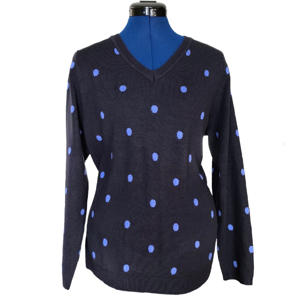 Croft & Barrow Blue Polka Dot Sweater